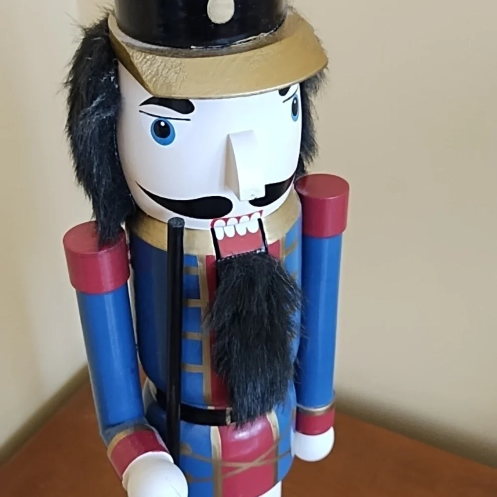 Nutcracker Guard Uniform Rifle Solid Wood Soldier Blue Red Gold Black White